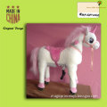importer of Chinese ride on animal toys with rubber wheels, horse scooter for sale, plush white horse